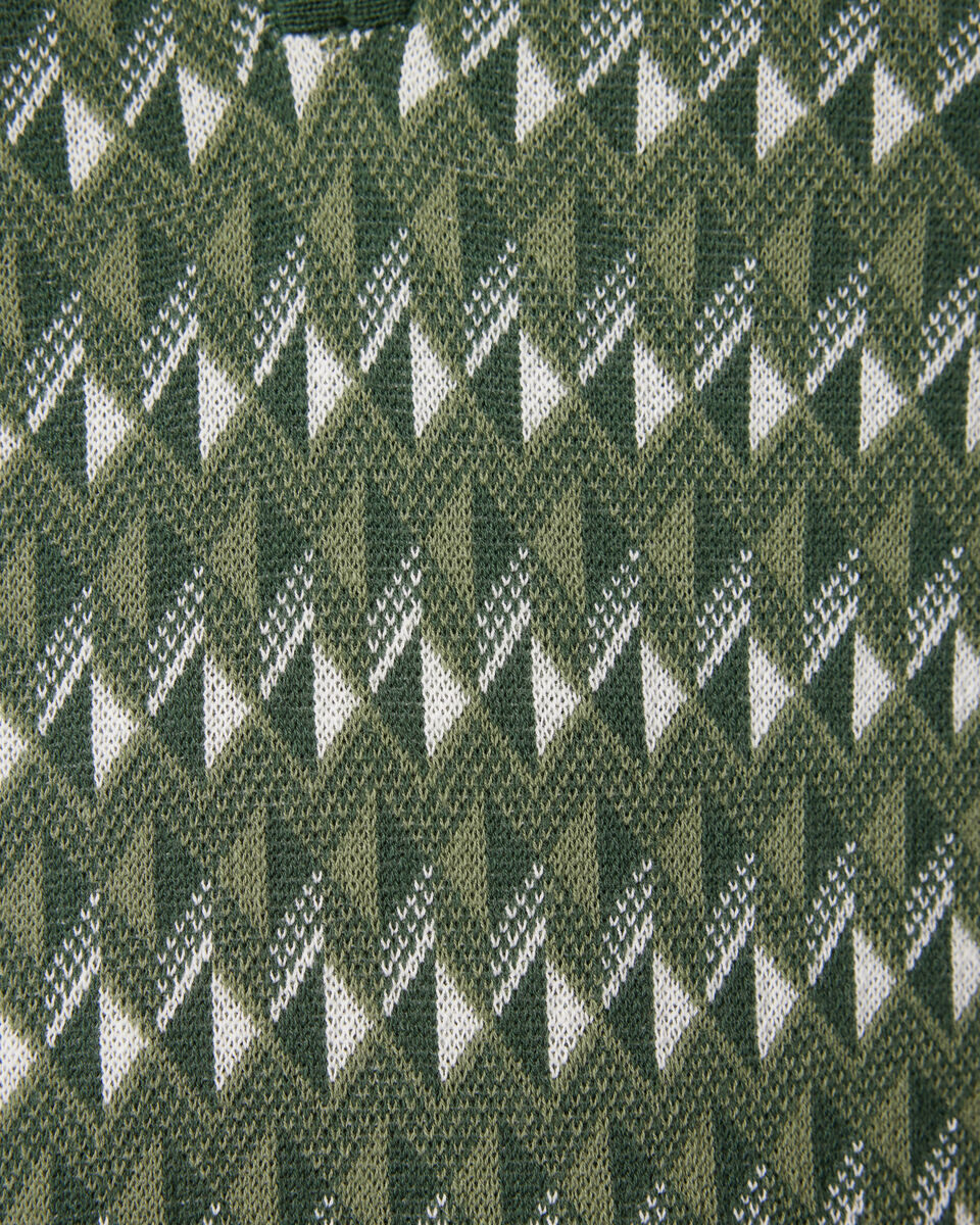 Geometric Zip-up Collar Polo, Green, hi-res